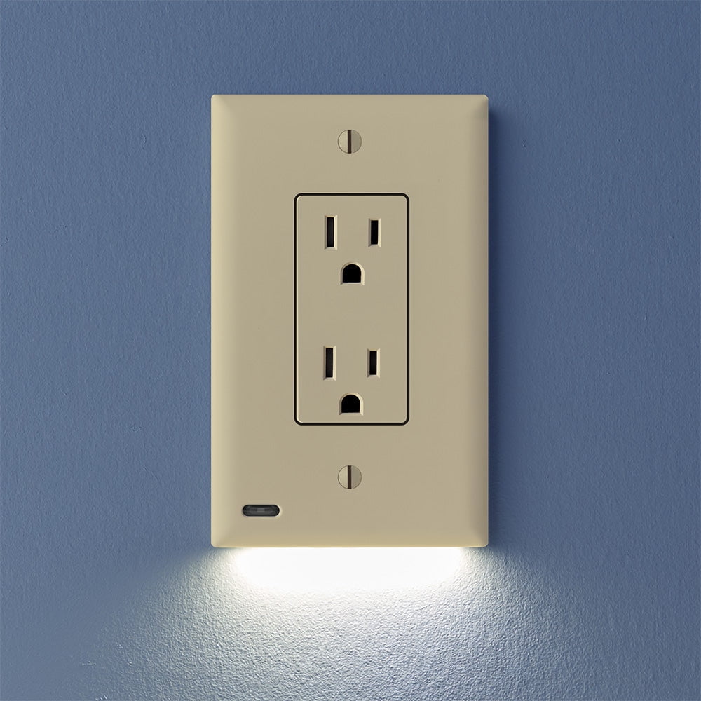 4 Pack - SnapPower GuideLight 2 [for Décor Outlets, Not GFCI outlets] - Night Light - Electrical Receptacle Wall Plate with LED Night Lights - Auto On/Off Sensor - (Décor, Ivory)