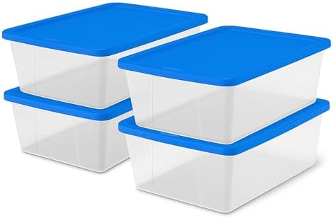 4-Pack Snaplock, Small Clear Plastic Storage Organizer Bins w/Lids, 12 ...