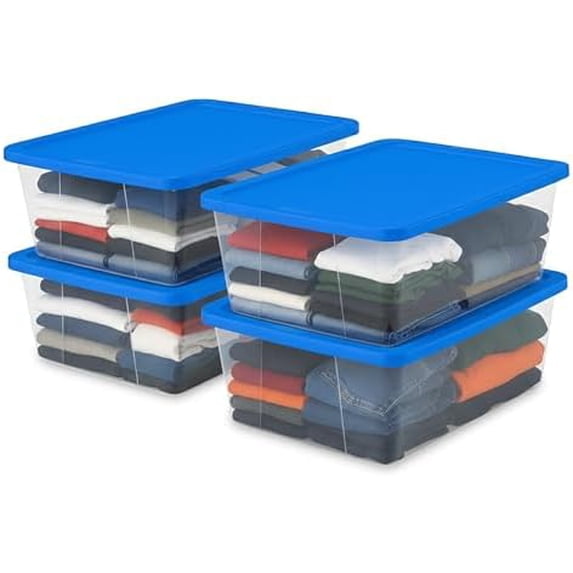4-Pack Snaplock, Small Clear Plastic Storage Organizer Bins w/Lids, 12 ...