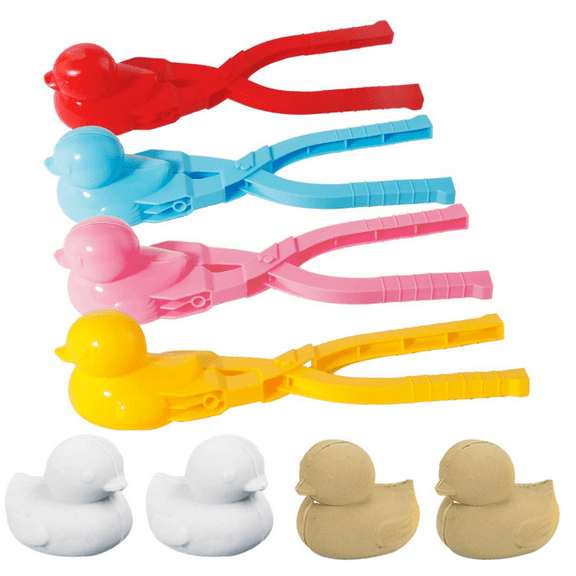 4-Pack Snowball Maker Clip, Snow Sand Tool For With Comfort Grip, Lightweight & Wear-Resistant , Makes Cute Duck Shapes In Seconds, Protects Hands From Freezing Weather