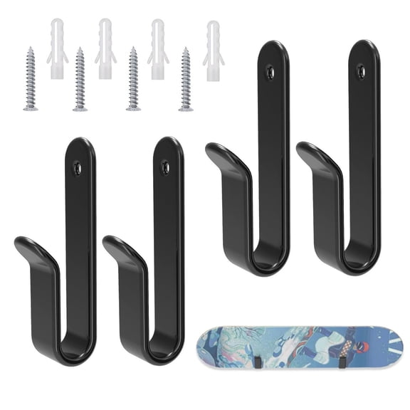 4 Pack Snowboard Wall Mount Clips, Horizontal Skateboard Hanger with Screws, Indoor Snowboard Display & Storage Stand