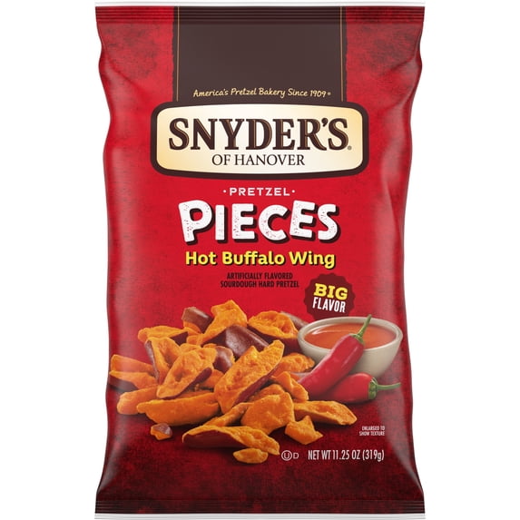 Snyder's of Hanover Flavored Pretzel Pieces, Choice of 4 Flavors- 11.25 oz. Bags Hot Buffalo Wing, 4 Bags