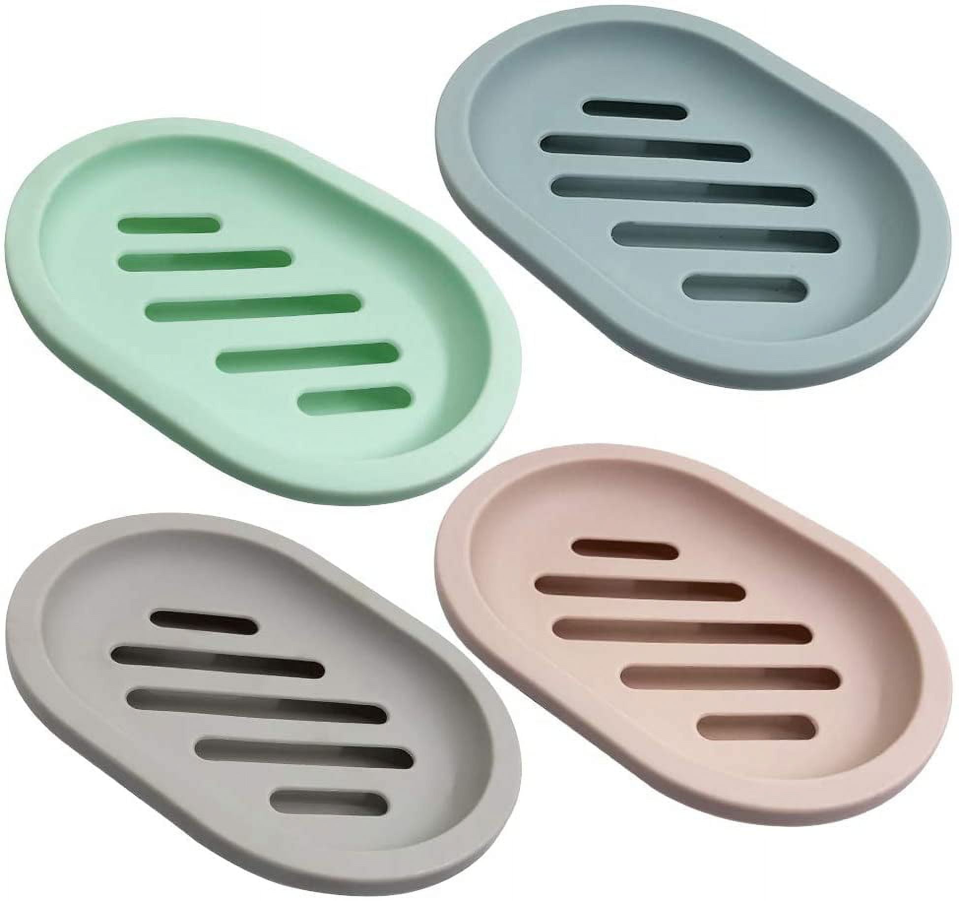 4 Pack Soap Dish for Shower Soap Saver Case Holder with Drain for ...