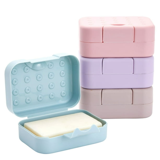 4Pack Soap Holder Travel Cases, Plastic Portable Soap Saver Container