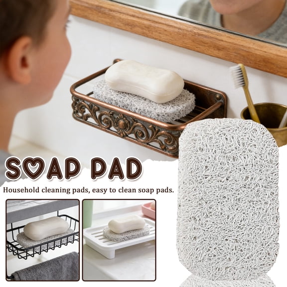 4 Pack Soap Saver Pads, Self-Draining Mesh Soap Lift Holder, Non-Slip Porous Soap Dish Mat for Shower & Kitchen, Extends Bar Soap Life (White)