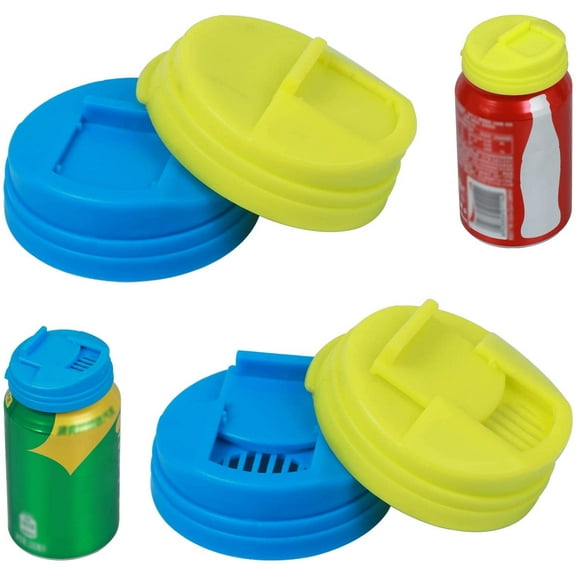 4 Pack Soda Can Covers Beer Cans Cover Leakproof Cap Press Type Splash Cap for Carbonated Water or Soft Drink.