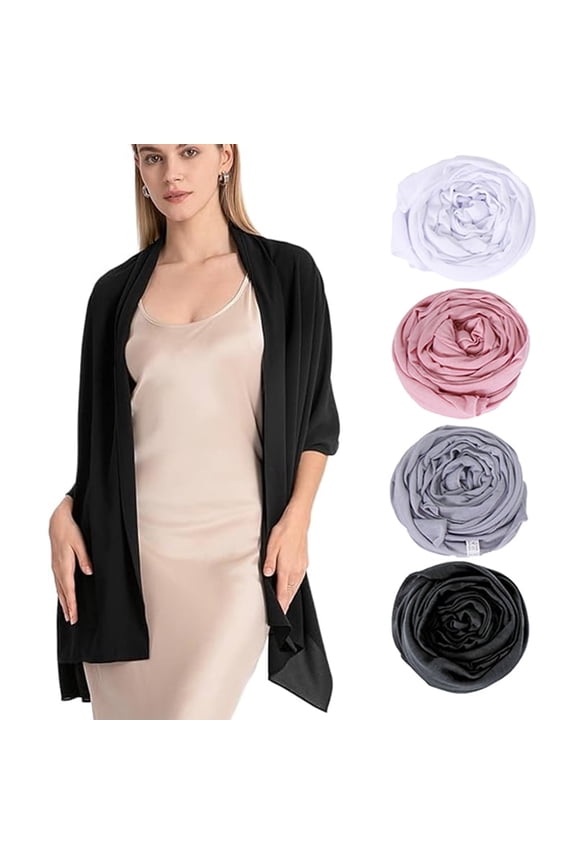4 Pack Soft Chiffon Scarfs Shawls and Wraps for Evening Dresses, Wedding Shawl Wraps Bridal Scarve for Women