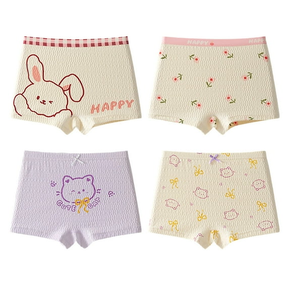 4 Pack Soft Cotton Girls Underwear Comfort Toddler Boyshort Panties Kids Boxer Briefs Hipster Cute Undies Size 14 Years