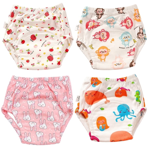 4 Pack Soft Cotton Potty Training Underwear- Absorbent Underwear for Boys & Girls,Washable Absorbent with Characters, Available in 2T/3T/4T