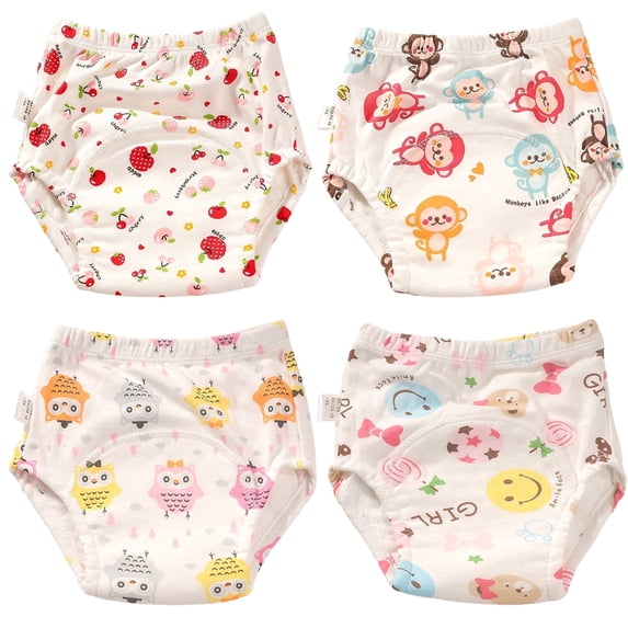 4 Pack Soft Cotton Potty Training Underwear- Absorbent Underwear for Boys & Girls,Washable Absorbent with Characters, Available in 2T/3T/4T
