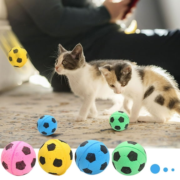 4-Pack Soft Foam Soccer Balls Durable Pet Toys for Cats & Dogs, Portable Throwing & Playtime Fun (Non-Toxic, Machine-Washable)