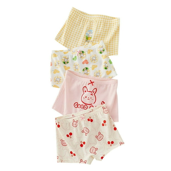 4 Pack Soft Girls Boyshort Panties Cotton Cute Boxer Briefs Little Girl's Underwear Teen Toddler Undies Size 5 Years