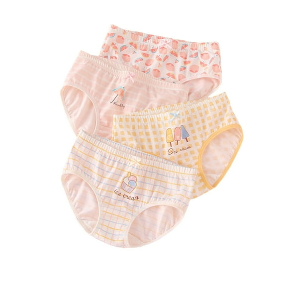 4 Pack Soft Girls Briefs Panties Cotton Cute Little Girl's Underwear Elastic Fashion Teen Toddler Undies Size 14 Years