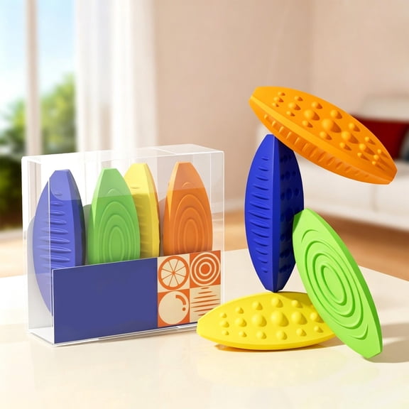 4-Pack Soft Tactile Sensory Fidget Erasers Lime Aroma - Rubber Pencil Erasers with Two-Way Erasing for Precise Detail & Large-Area Erasing, Office/Study Green,blue,yellow,orange