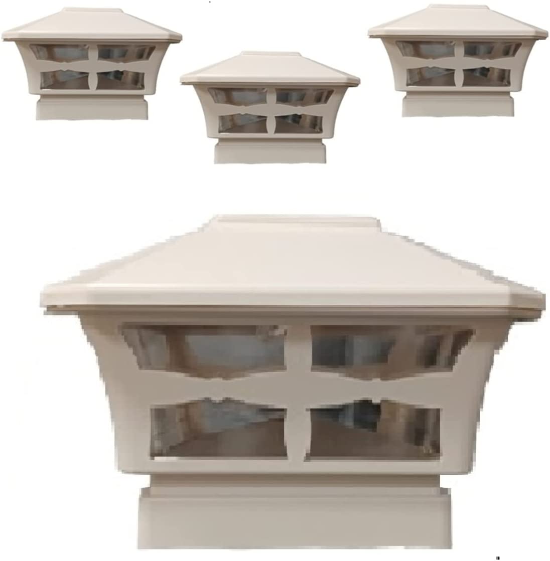 Set Of 4 Solar Hexagon Cap Lights – Black Finish, White SMD LED – For 6x6 Fence Posts - View #4