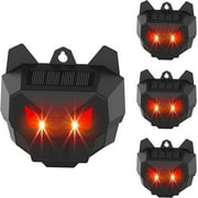 4 Pack Solar Animal Repeller Outdoor, Deer Deterrent with Red Lights, Wild Nocturnal Animals Dog Repellent for Predator, Chicken Coop, Cat, Skunk, Wolf, Deer, Coyote, Fox, Raccoon