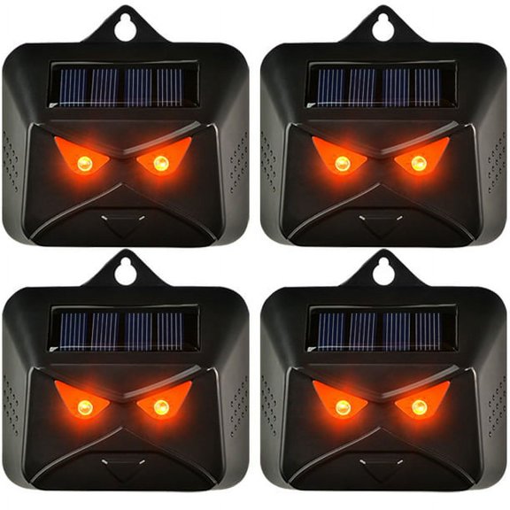 4 Pack Solar Animal Repeller Outdoor Solar Predator Deterrent Light Nocturnal Animal Repellent with Red Lights Coyote Repellent Devices Waterproof for Raccoon, Fox, Skunk from Yard Farm