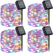 4 Pack  Solar Christmas String Lights Outdoor,160 FT 400 LED  Solar Powered Fairy Lights with 8 Modes Waterproof Decoration Copper Wire Lights for Patio Yard Trees Christmas Wedding Party(Multicolor)