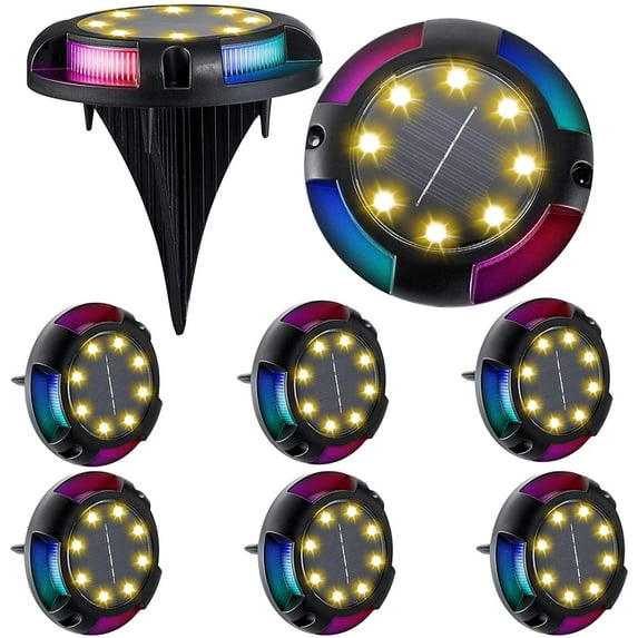 4 Pack Solar Disc Light Outdoor Driveway Solar Powered Path Light Waterproof,Multi-Color