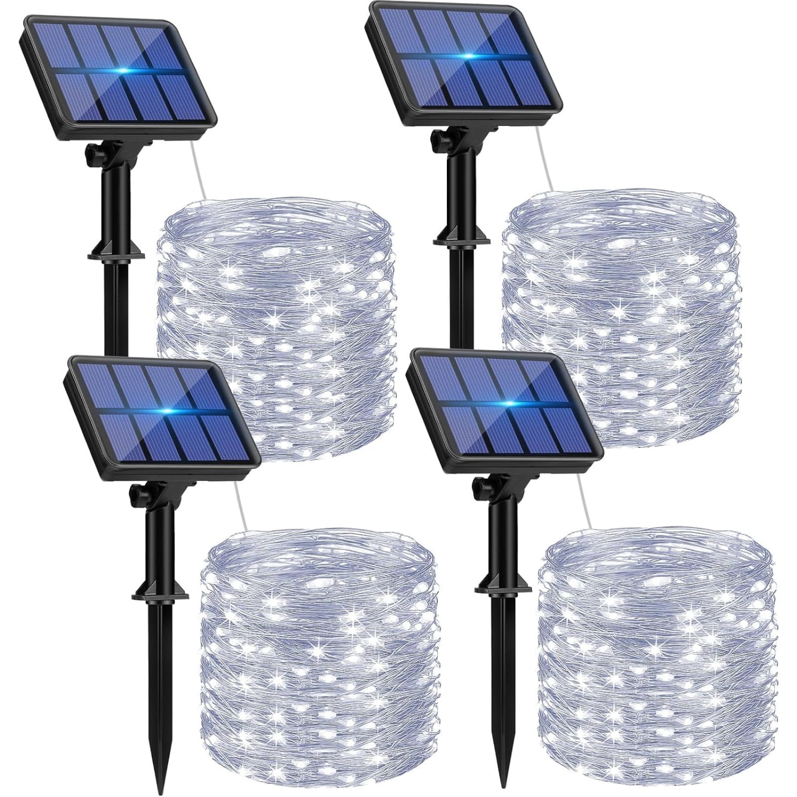 Solar Lighting Set 4 Pack Solar Fairy Lights Outdoor, 300 LED Solar String Lights, 8 Modes ...