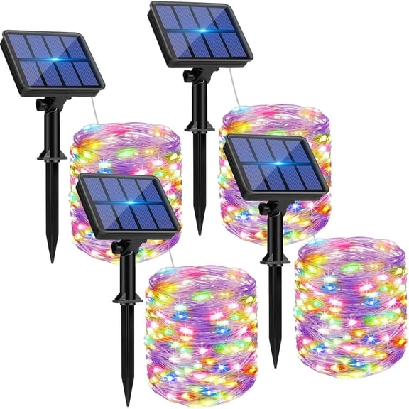 4 Pack Solar Fairy Lights Outdoor, 158FT 400LED Solar String Lights, 8 Modes, IP65 Waterproof, Copper Wire, Auto On/Off for Garden Patio Party Decor