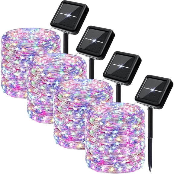 4-Pack Solar Fairy Lights Outdoor, 800 LEDs 264FT Extra-Long Solar String Lights, 8 Modes  Twinkle Lights for Garden Tree Wedding Party Christmas, Multicolor