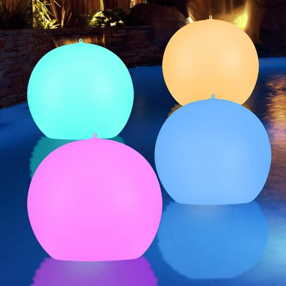 4 Pack Solar Floating Pool Lights Inflatable Waterproof IP68, 14 Swimming LED Glow Globe Outdoor Ball Lamp, Accessories for Inground Pools- Pcs.