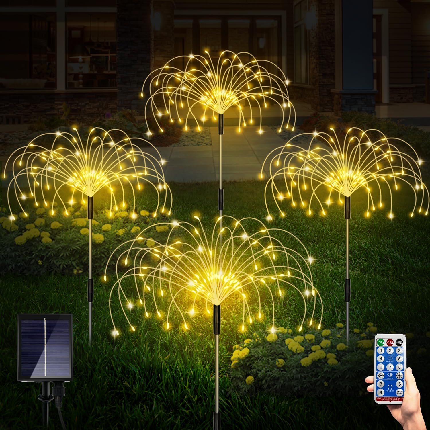 4Pack Solar Garden Lights DIY Shape Firework Lights Outdoor