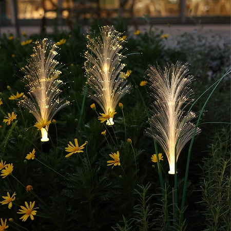 4 Pack Solar Garden Lights, Outdoor Solar Reed Lights Fiber Optic, Waterproof LED Lights for Outside