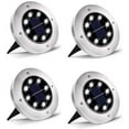 thumbnail image 1 of 4 Pack Solar Ground Lights，Outdoor Waterproof LED Solar Garden Lights, Disk Lights for Lawn Pathway Yard Walkway Driveway Patio Deck (Cold White), 1 of 7