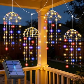 4-Pack Solar Hanging Lights Outdoor Waterproof - Jellyfish Solar Lanterns with 288 LEDs & 8 Lighting Modes, Auto On/Off Solar Powered String Lights for Garden Patio Yard Porch Tree Decor(Multicolor)