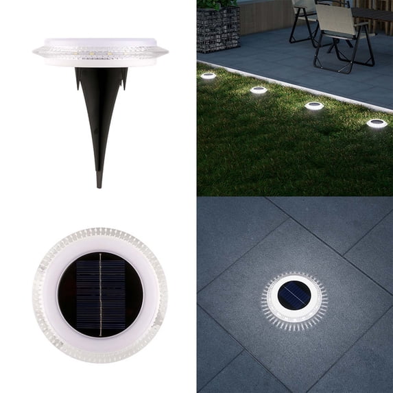 4 Pack Solar In-Ground Stake Lights, 16 LED Waterproof Garden Pathway Lights for Walkway, Yard, Landscape, Auto On/Off, Warm Outdoor Decorative Lighting