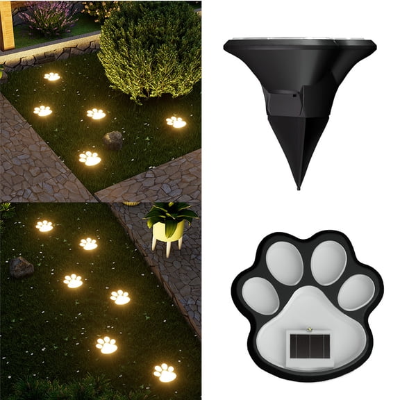 4 Pack Solar LED Dog Paws Lights for Lawns Pathways Outdoor