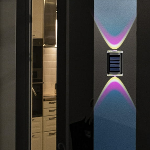 4-Pack Solar Landscape Spotlights | Outdoor Garden & Yard Lighting | IP65 Waterproof | Up/Down Wall Wash Effect | Auto On/Off | White/Warm/Color Light Modes