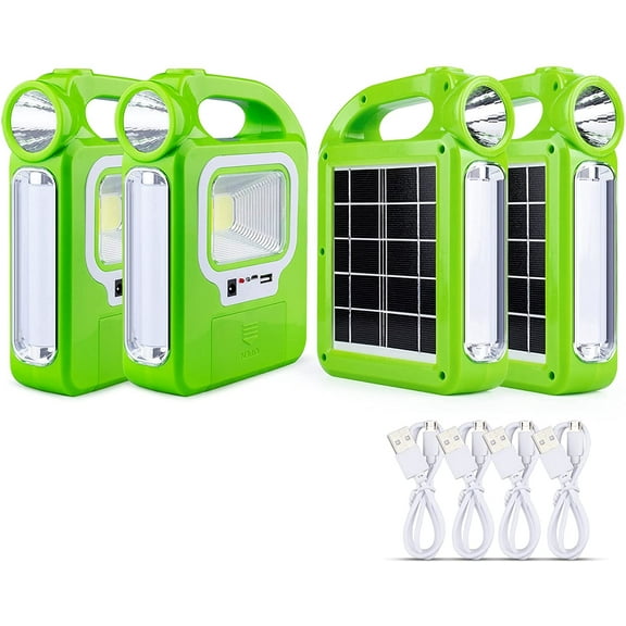 4 Pack Solar Lantern Camping Essentials Accessories Lights, Rechargeable LED Flashlight, Tent Lights for Emergency, Hurricane, Survival Kits, Operated Lamp, Charging for Device