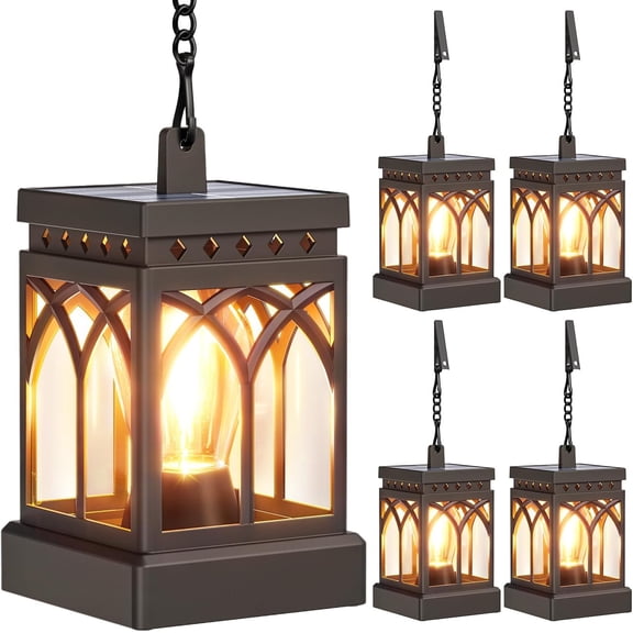 4 Pack Solar Lanterns Outdoor Waterproof, Brighter Hanging Solar Lantern Lights for Outside, Auto ON/Off Lanterns Decorative Outdoor for Garden Table Yard Path Tree Patio Lawn Decor, Gifts