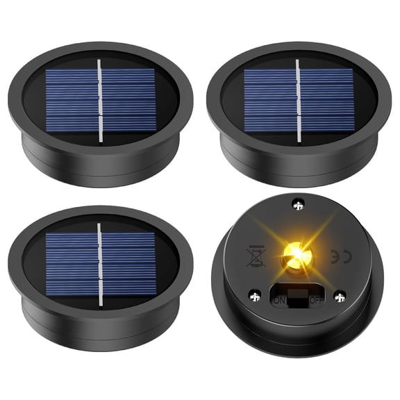 4 Pack Solar Light Replacement Top, Replacement Solar Light Parts for Lantern (Top 3.23 Inch, Bottom 2.83 Inch), Waterproof LED Replacement for Outdoor Garden, Pathway, Yard Lights & Decor