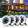 thumbnail image 1 of 4 Pack Solar Lights Outdoor, Disk Lights Solar Powered, Outdoor in-ground Solar Lights for Landscape, Walkway, Lawn, Steps Decks, Pathway Yard Stairs Fences, LED lamp, Waterproof(White), 1 of 9
