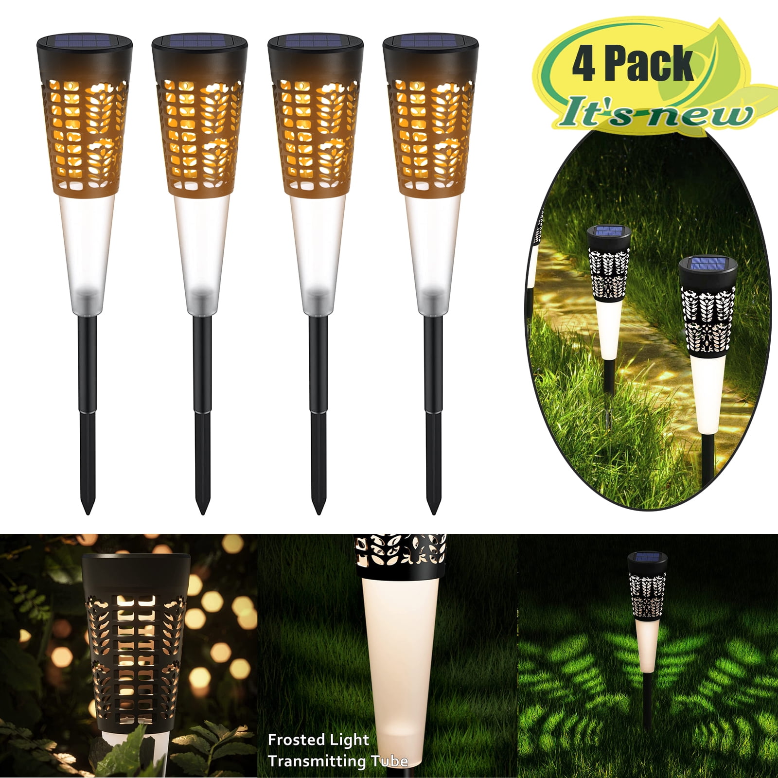 Solar Pathway Lights Outdoor Waterproof, 4 Pack Dual-head Solar Lights For Outside Up To 12 Hrs Bright 24 Led Outdoor Solar Garden Lights For Yard Path Landscape Walkway Driveway Decorations