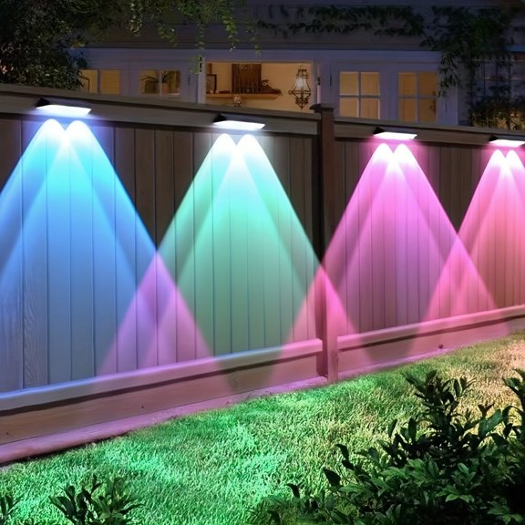4-Pack Solar Outdoor Wall Lights, Auto On/Off, Up-Down Beam, Multi-Color Changing (Warm/Cool/Purple/Red), Waterproof for Garden, Patio & Fence