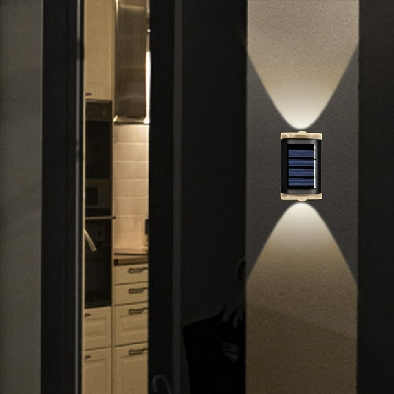 4-Pack Solar Outdoor Wall Lights | IP65 Waterproof Landscape Spotlights with Auto On/Off | Black Garden Lights for Yard, Walkway, Driveway