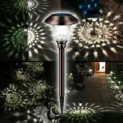 4 Pack Solar Pathway Lights, Decorative Solar Garden Lights Waterproof Glass Stainless Steel Auto-on/off Solar Landscape Lights for Lawn, Patio, Yard, Garden, Pathway, Driveway