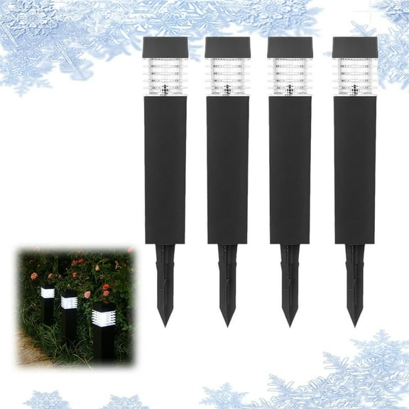 4 Pack Solar Pathway Lights, Outdoor Waterproof LED Solar Lights for Garden, Yard, Lawn, Walkway, and Driveway, Grounded Plug Solar Landscape Lighting