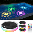 thumbnail image 1 of Yinghao 4 Pack RGB Solar Floating Pool Lights with Remote Waterproof for Underwater Vibrant Pattern Lighting, Auto-on Disco Glow in Pool Party, Garden Pond, 1 of 9