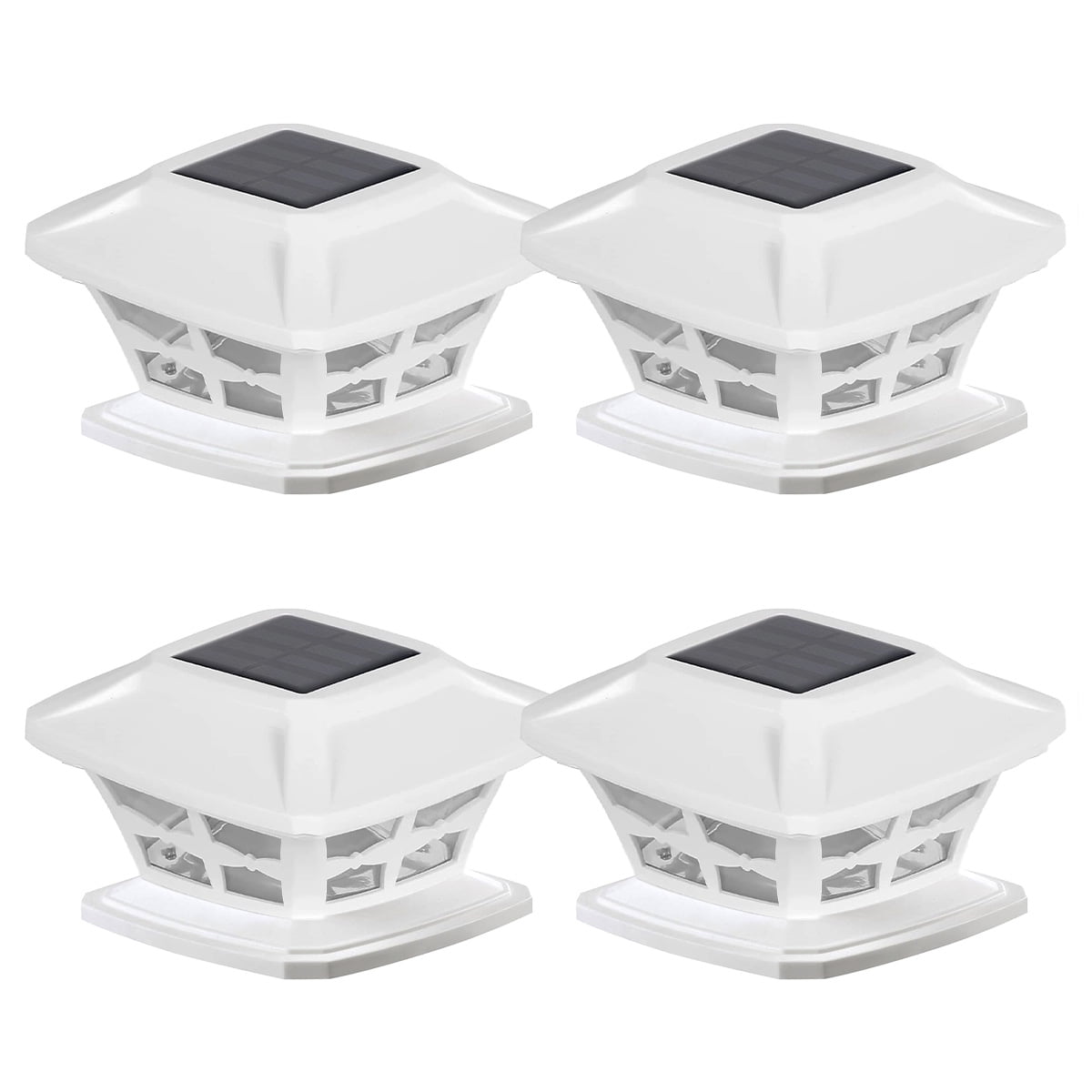 4 Pack Solar Post Cap Lights, 2 Modes LED Deck Fence Cap Lights for Fence, Deck or Patio
