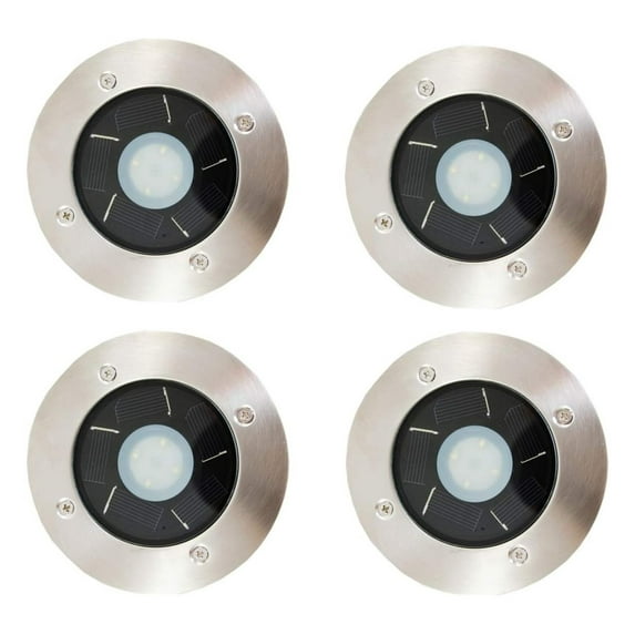 4-Pack Solar Power Outdoor Stainless Steel 4 LED Step/Deck Light