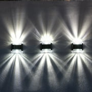 4 Pack Solar Powered LED Fence Lights Outdoor Decorative Waterproof Yard Deck Lamps for Wall, Doors, Gates, House Entrances, Patio, Bigger Panel, Brighter Nights, Fixtured for Eyeball Friendly