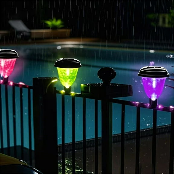 4-Pack Solar Powered LED Pool Lights, Colorful Waterproof Outdoor Fence and Deck Night Lights, Solar Pool Accessories for Perimeter Decor