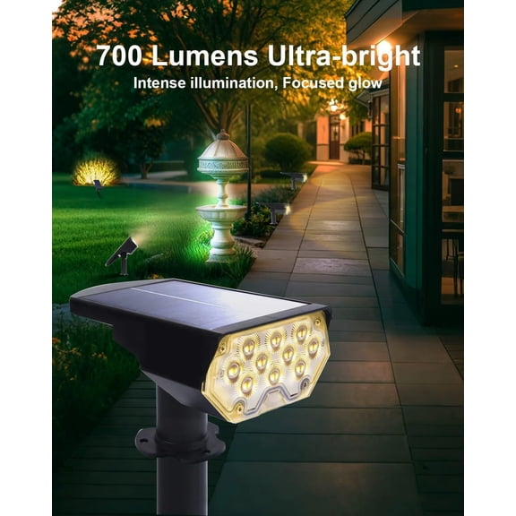 4 Pack Solar Powered Outdoor Spot Lights Outside Waterproof 20 LEDs Landscape Spotlights Dusk to Dawn for House Yard Tree, Plants, Walls, Path, Garden, Statues, Superior Accent Lamp Warm White