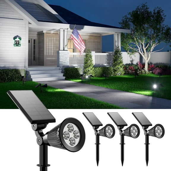 Yinghao 4 Pack Solar Spotlights Outdoor Bright Waterproof LED Landscape Flood Lamp Focus Uplighting for Tree, Plant, Flag, Mailbox, Bush, Yard, Garden